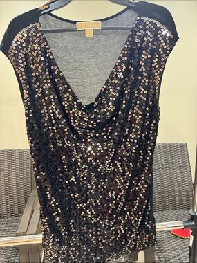 MICHAEL Michael Kors Black Top with Gold Sequins